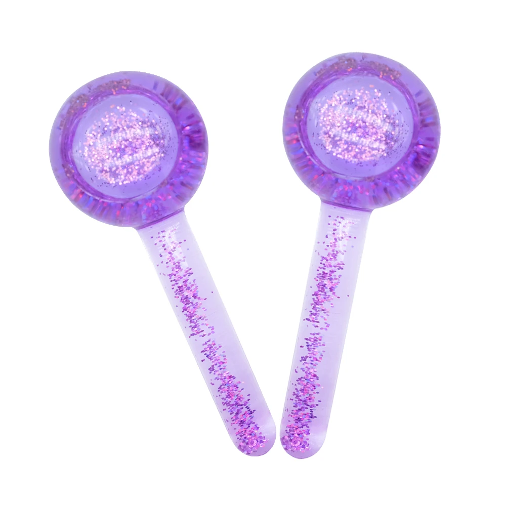 Facial Ice Globe Magic Ice Roller for Face Ball Hot Cold Therapy Face Ice Globes with Glitter