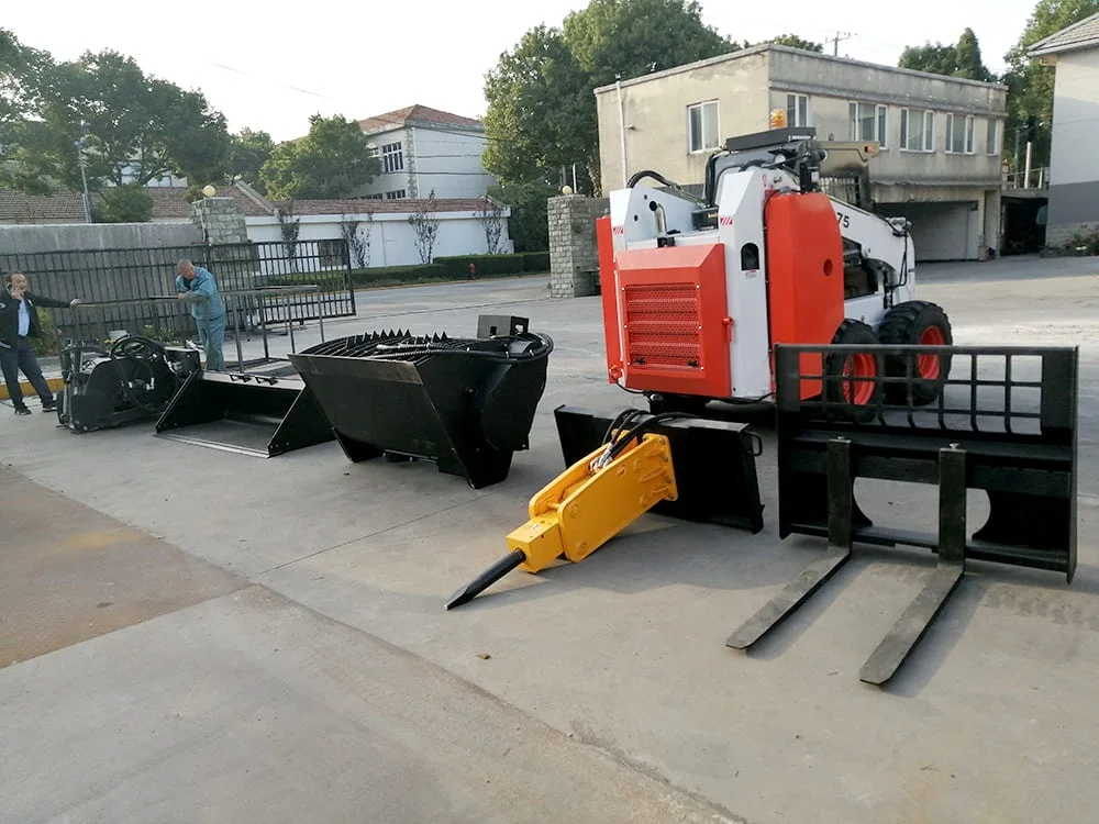 new diesel skid steer loader with track bucket brush cutter forestry mulcher tracked skid steer