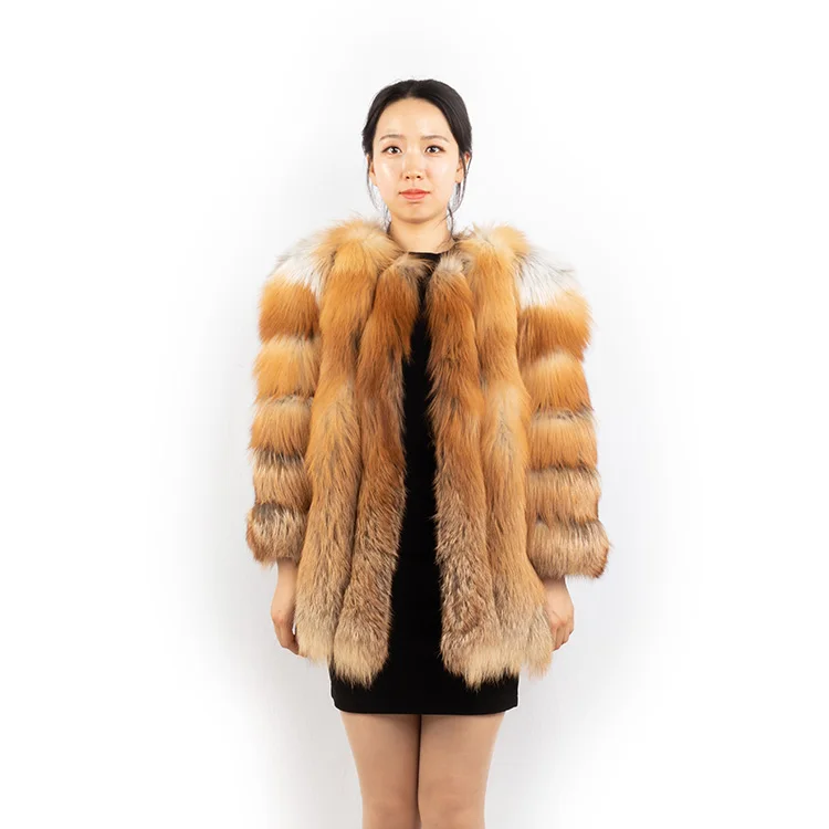 Женское пальто из натурального Лисьего меха DH IATOYW длина 70 см для зимы 2019