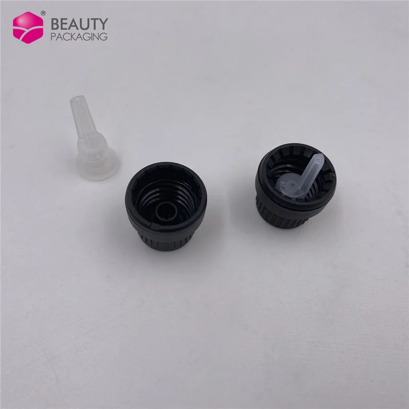 18mm Black  White Essential Oil Bottle Cap With Orifice Reducer Plug
