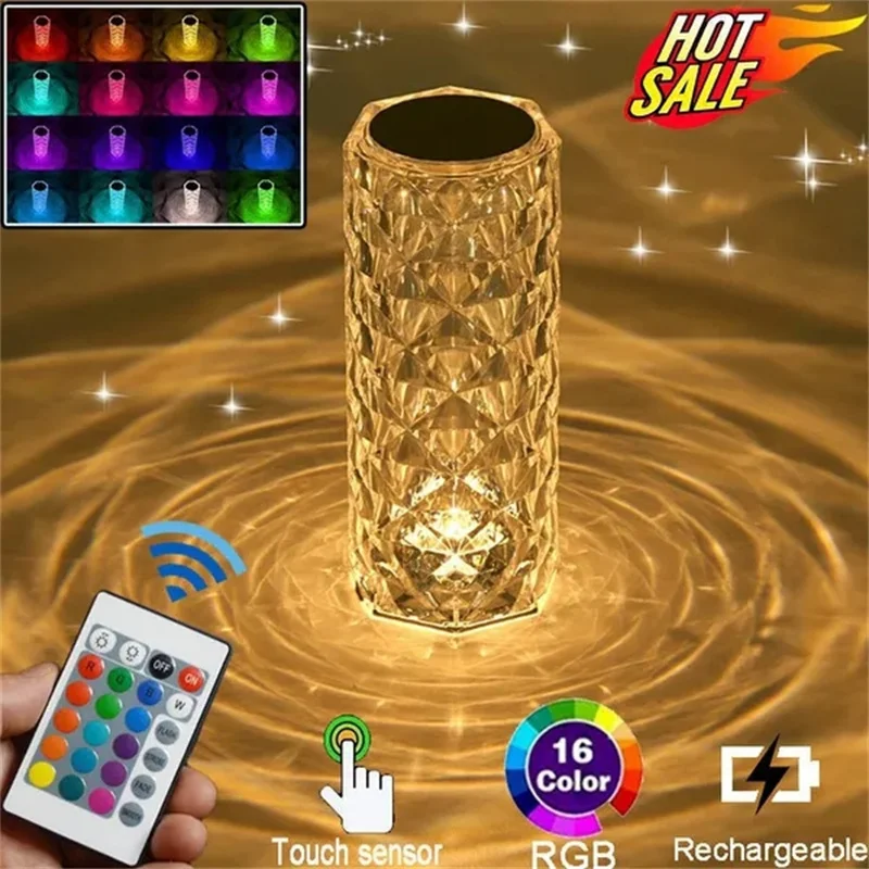 CHOICEYOUNG Wholesale New RGB Usb Touch Desk Lamp Lighting Hotel Study Indoor Bedroom Bedside Crystal Table Lamp