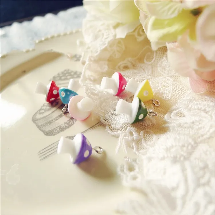 Wholesale Color 3D Mushroom Resin Charms DIY Craft fit for Bracelet Jewelry Finding handmade 10*15mm
