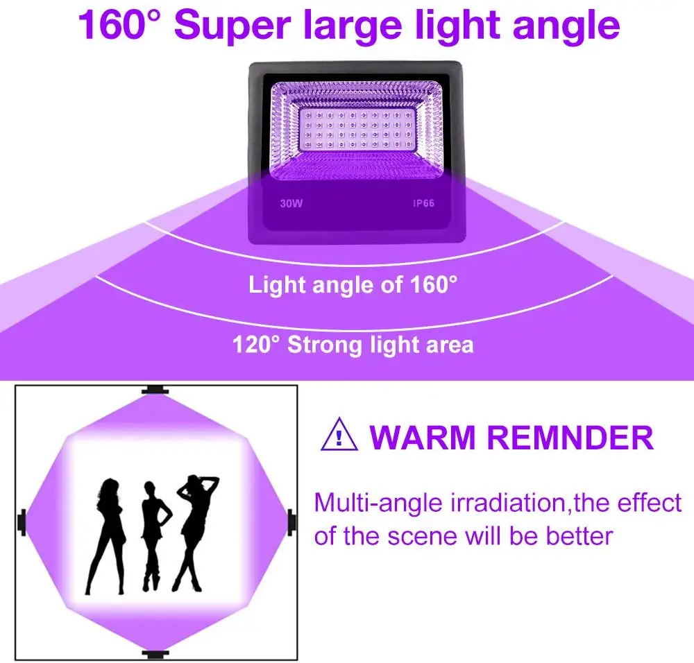 395-405NM 10W Outdoor IP66 Waterproof  UV LED Flood Light  with Plug ,  10W UV Led Black Light