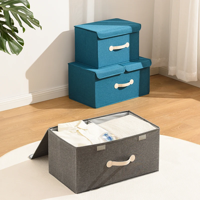 new Suitcase Style storage box polyester With big capacity home with cover storage bags wardrobe clothes organizer