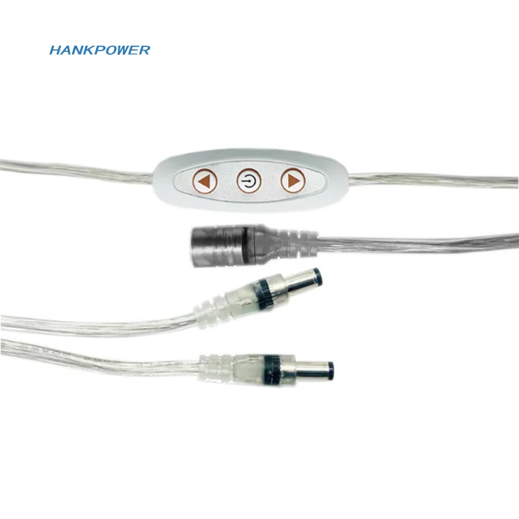 1 to 2 Neon Advertising Light Transparent Power Cable DC5521 Male To Female 12V Dimming Light Switch Cable