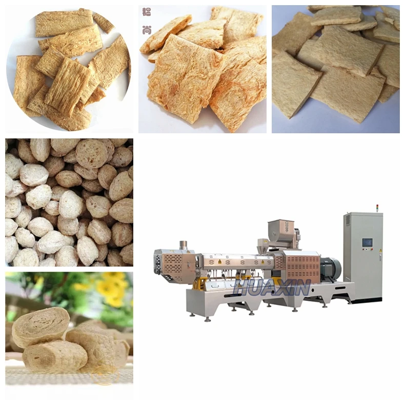 Ce Certificate Artificial Meat Equipment Tvp/tsp Soya Bean Protein Chunks Making Machine