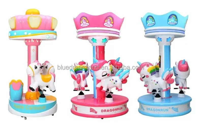 Factory Wholesale indoor/outdoor 3 seats mini carousel kiddie rides children carousel kids merry go round for sale