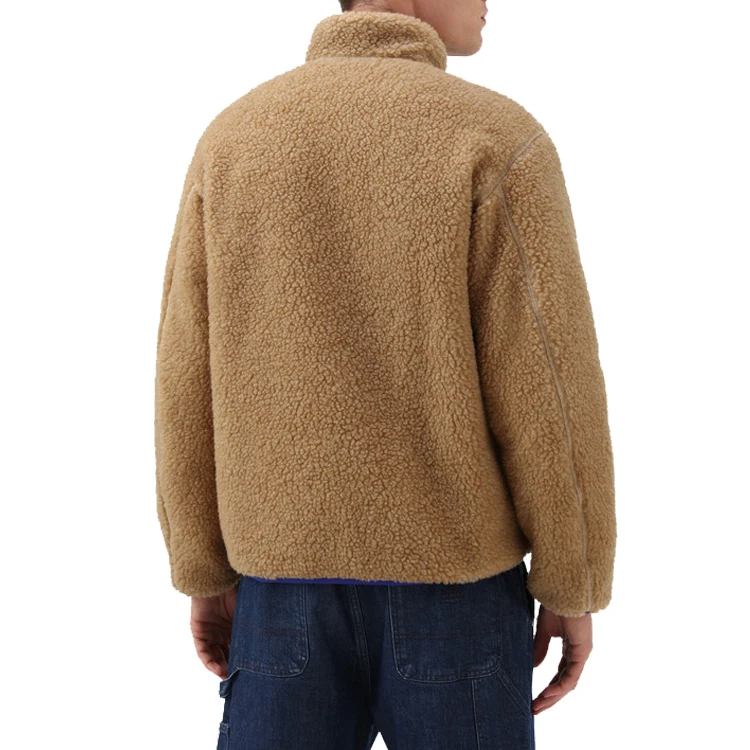 Customized Outerwear Thick Waterproof Reversible Jacket Custom Winter Sherpa Fleece Jackets For Men