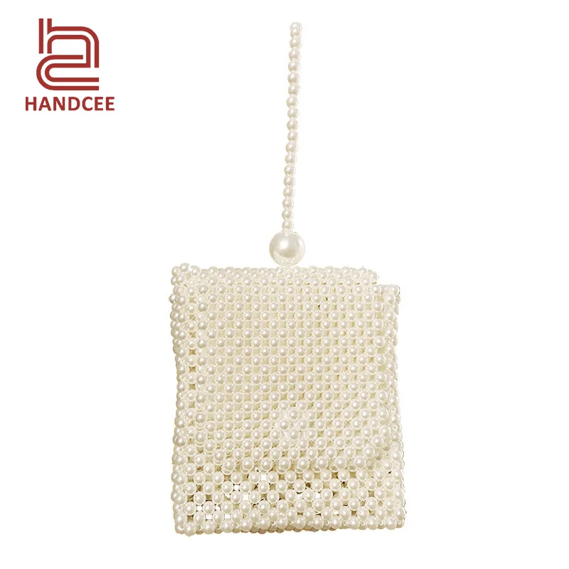 Summer beach clear pearl beads shoulder bag purses and women handbags pearl beaded bag