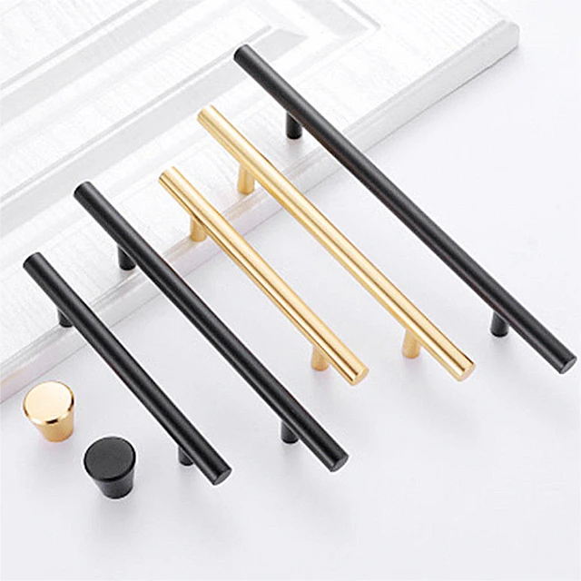 
Modern golden black stainless steel furniture handle and knobs kitchen cabinet handles drawer pull handles 