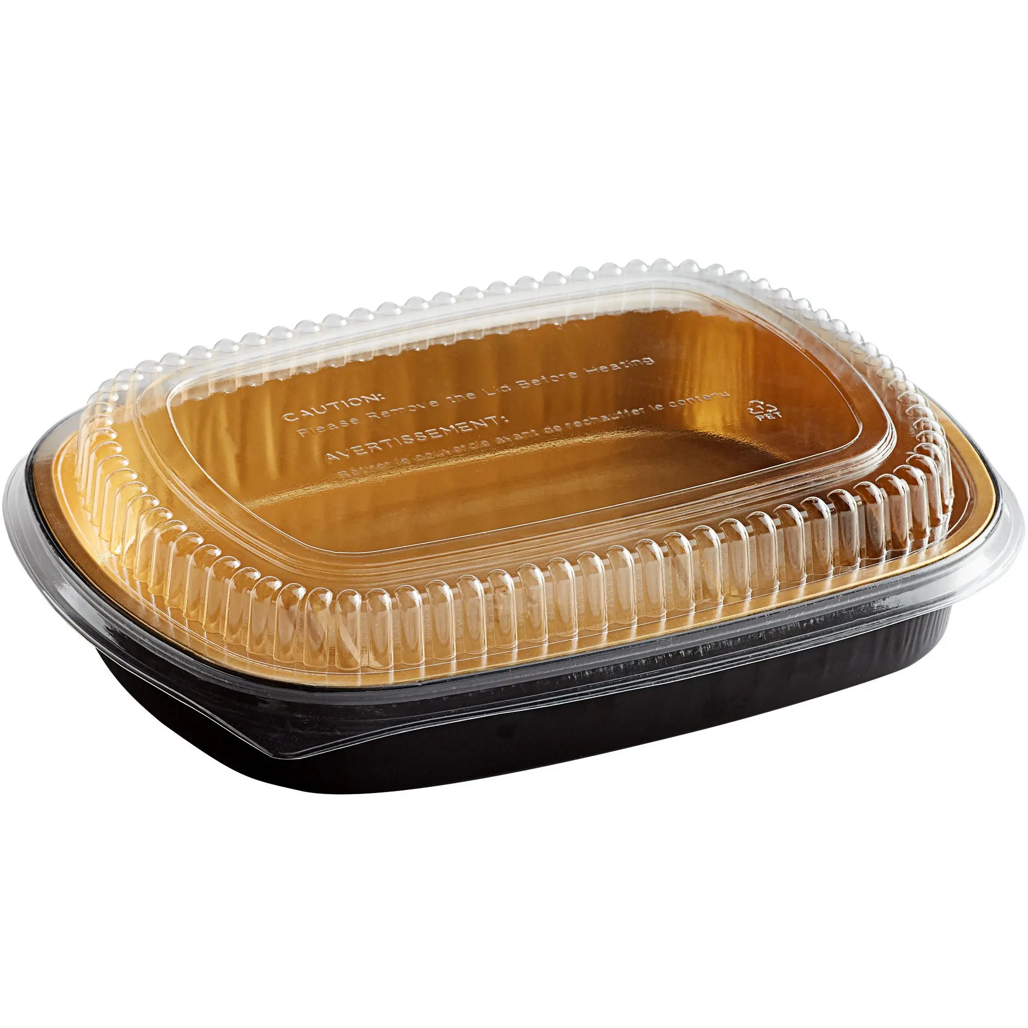 Smoothwall Black and Gold Large Disposable aluminum  Foil  container Take-Out Pan with Dome Lid