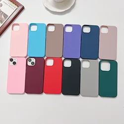 Simple new solid color cell phone case official original logo liquid silicone phone case cover for iphone15 14 13 12 pro max