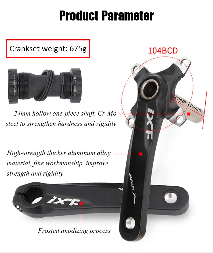 104BCD Bicycle Crank & Chainwheel Arm 170mm 32/34/36/38T MTB/Road Bike Crankset With Bottom