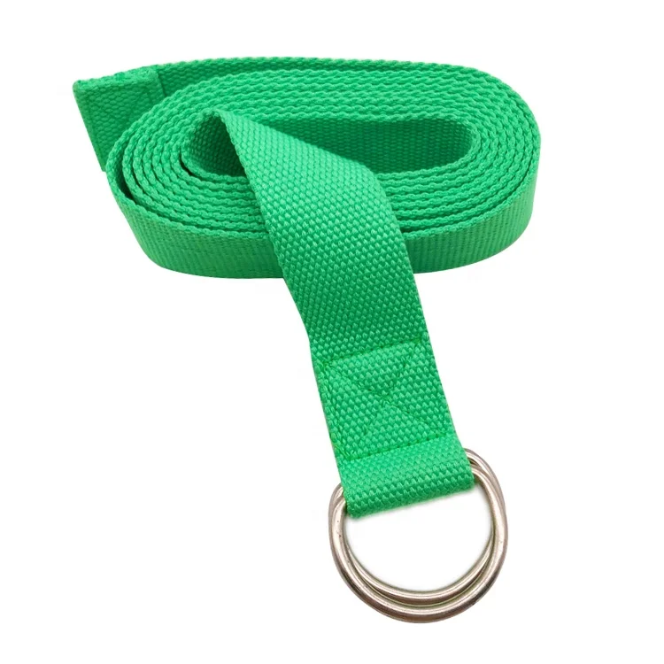 Home Exercise Hot Selling Custom Adjustable Double D Ring Cotton Yoga Stretching Strap Fitness Band Belt