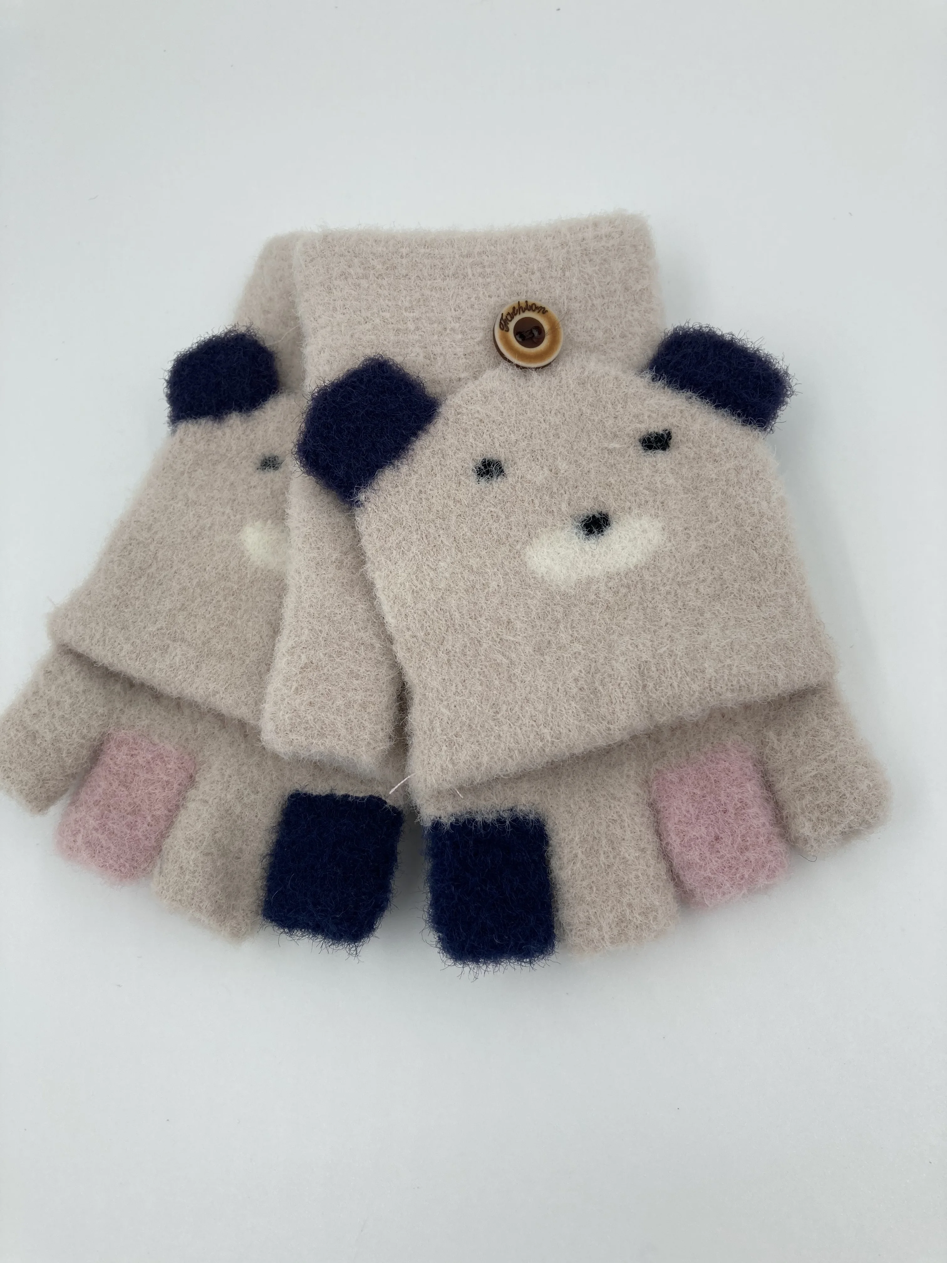 Custom Cute Design Finger Knitted Warm Winter  Gloves/Children Knitted Mittens