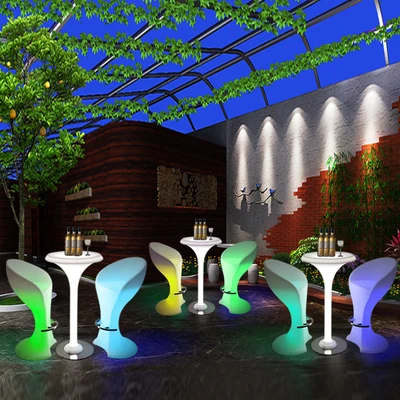 Night Club Lounge LED Outdoor Party Plastic Bar Stools Bar Tables Furniture Cocktail Table