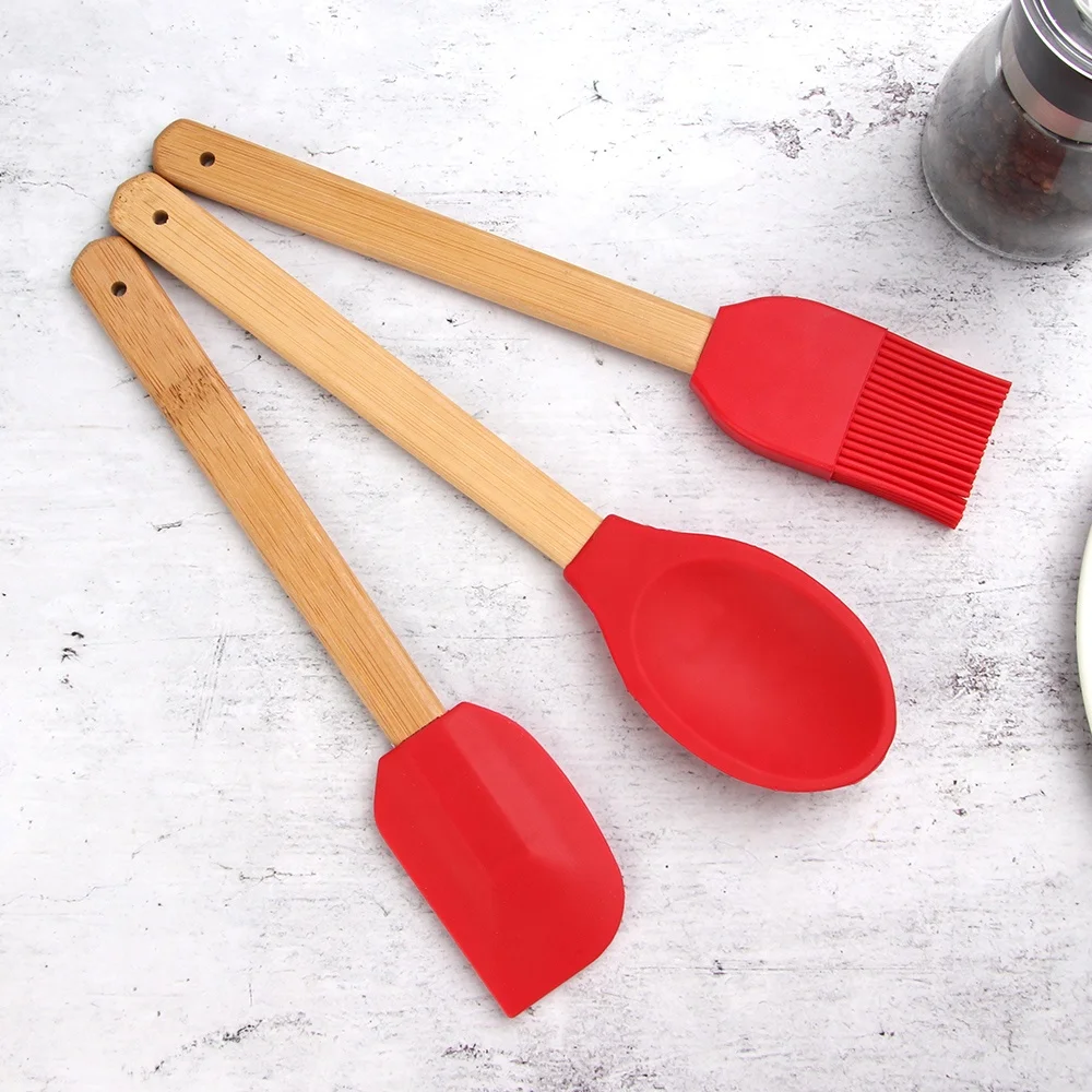 New Arrivals Scraper Set Pastry Cooking Tools 3PCS Silicone Baking Spoon Butter Spatula Set