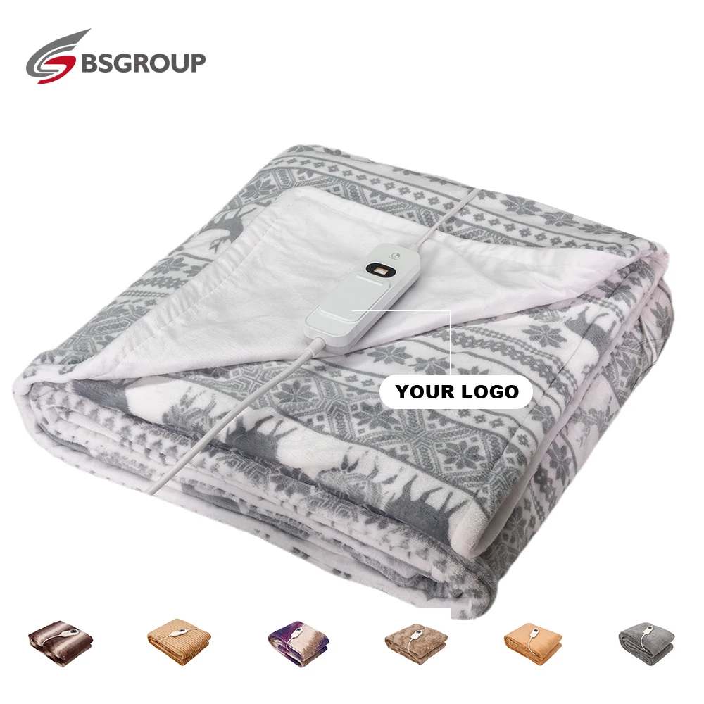 Christmas elk oem design 3 heating settings  electric blanket heated
