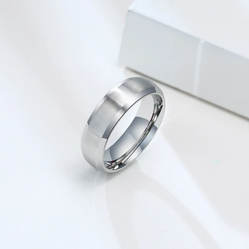 Fashion Jewellery Men Gold Black Blue Silver Brushed Finish Stainless Steel 6mm Minimalist  Rings