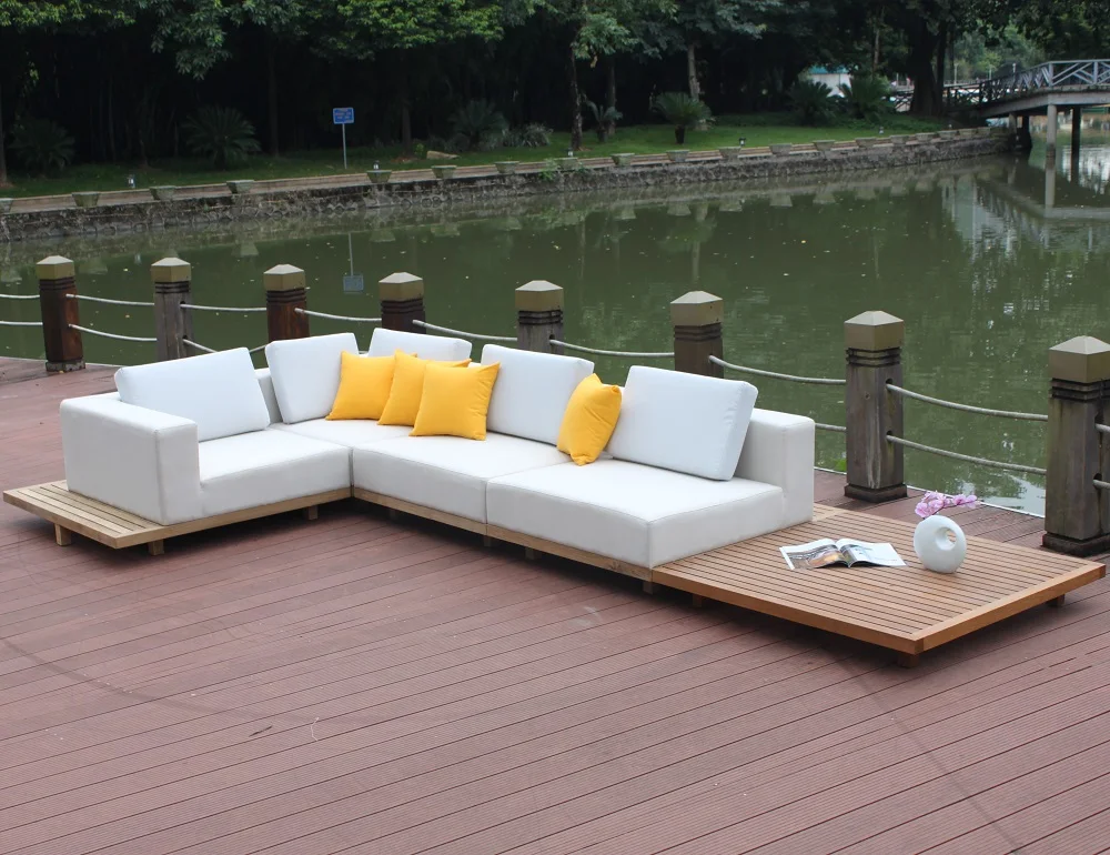 High quality hotel home outdoor indoor  Burma teak garden sofa rattan aluminum sun proof