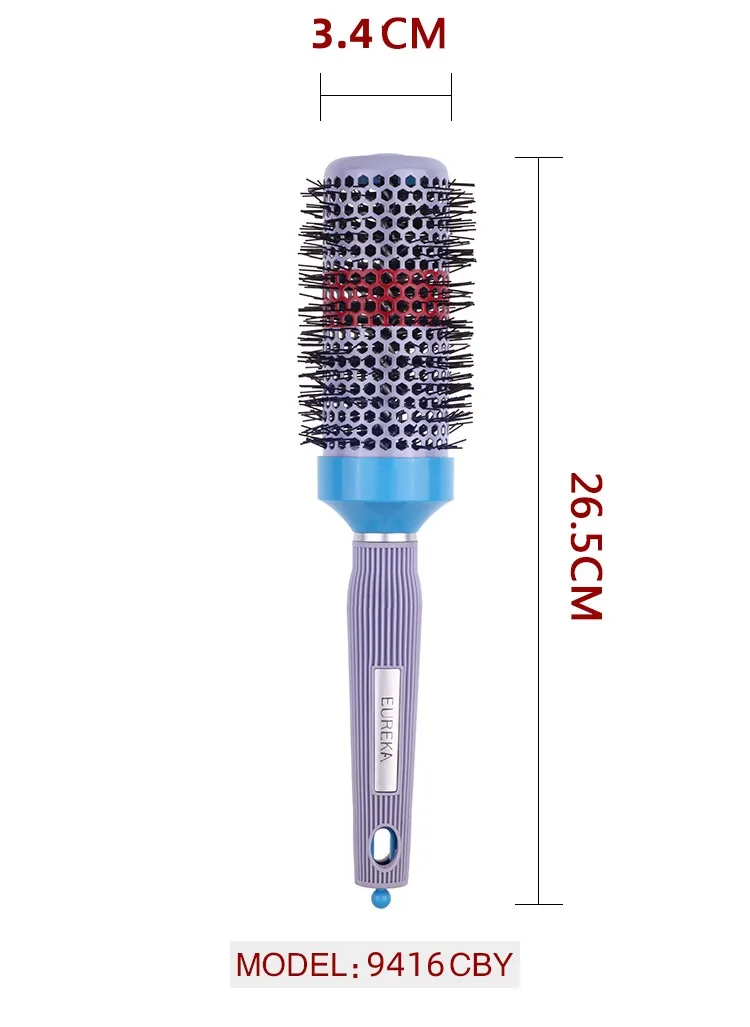 Women Hair Styling Tools Heat Resistant Boar Bristle Round Ceramic Barrel Hair Brush