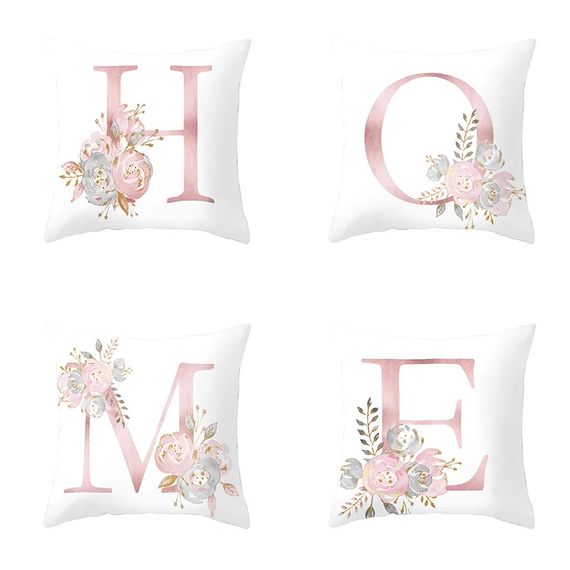 Modern simple Pink Letter Printing Throw Pillow Covers Pillowcase Home Wedding Birthday Party Decoration Cushion Covers
