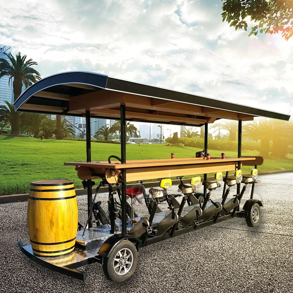 Luxury Electric Pedal-Riding Beer Bike Upgrade Mobile Bar Beer Truck Sightseeing City Bus Party Bike Pedal Pub