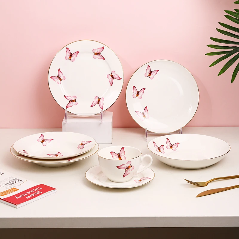 Hot Sale Low Price 4 People Pure White Ceramic Dinner Tableware Sets Wholesaler Porcelain Dinnerware