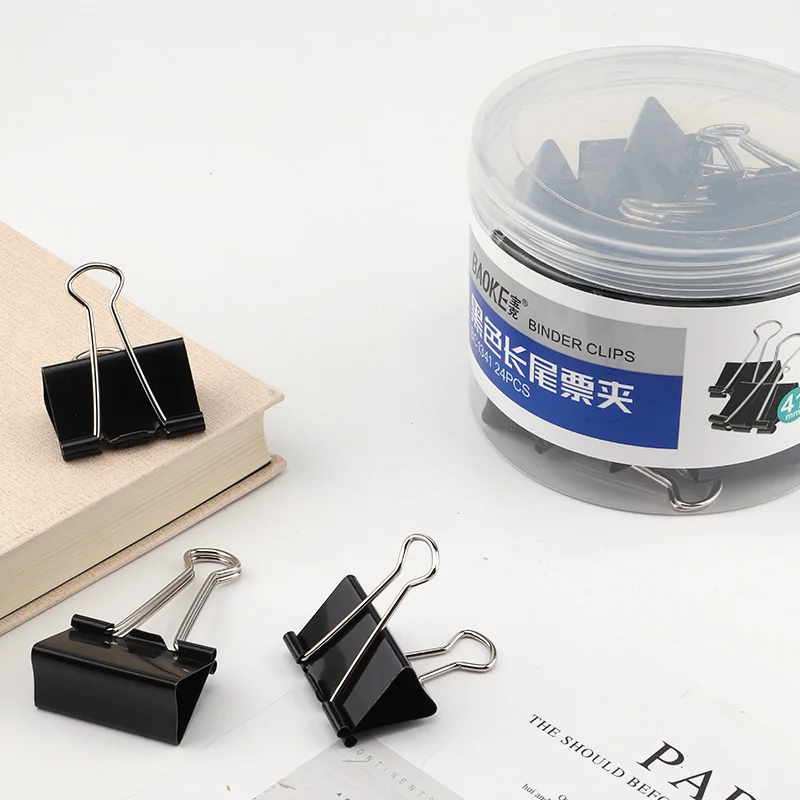 Office Use Black Metal 41mm Binder Clips Professional