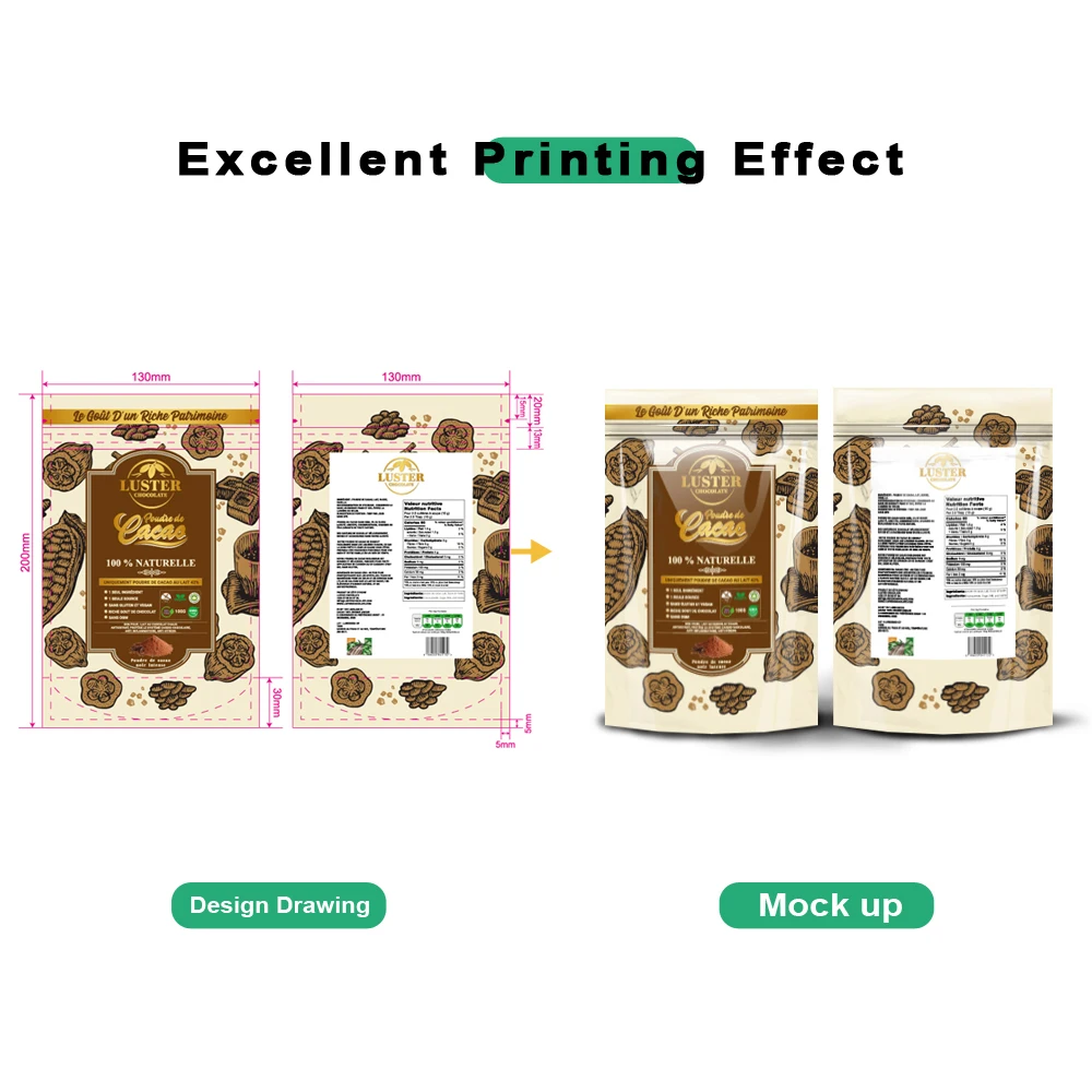 Custom brand logo plastic mylar bag 3 side seal heat seal smell proof aluminum foil tea instant drink coffee packaging bags