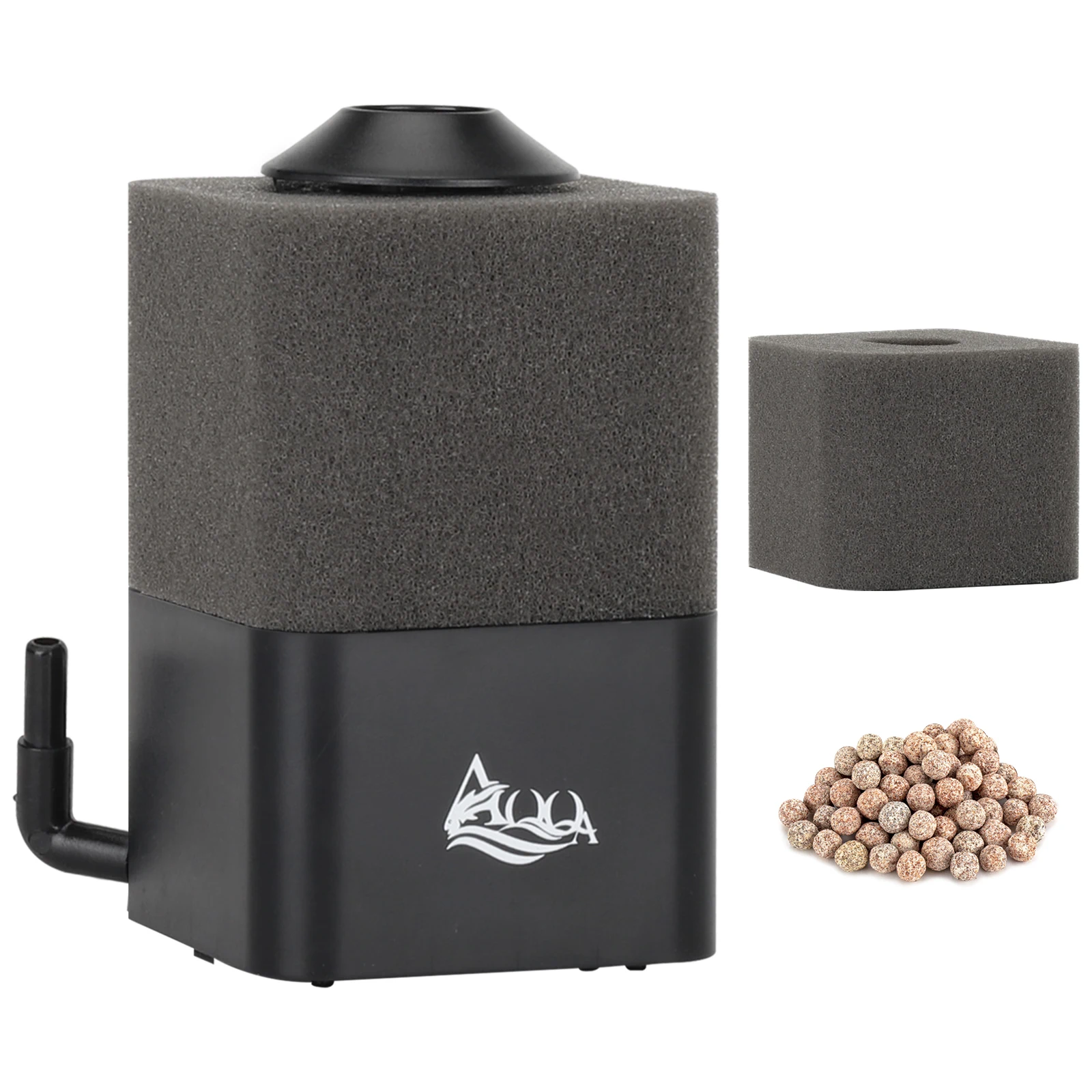 Hygger Aquarium Biochemical Sponge Filter Ultra Quiet Submersible Fish Tank Foam Filter Comes with 1 Spare Sponge 1 Ball