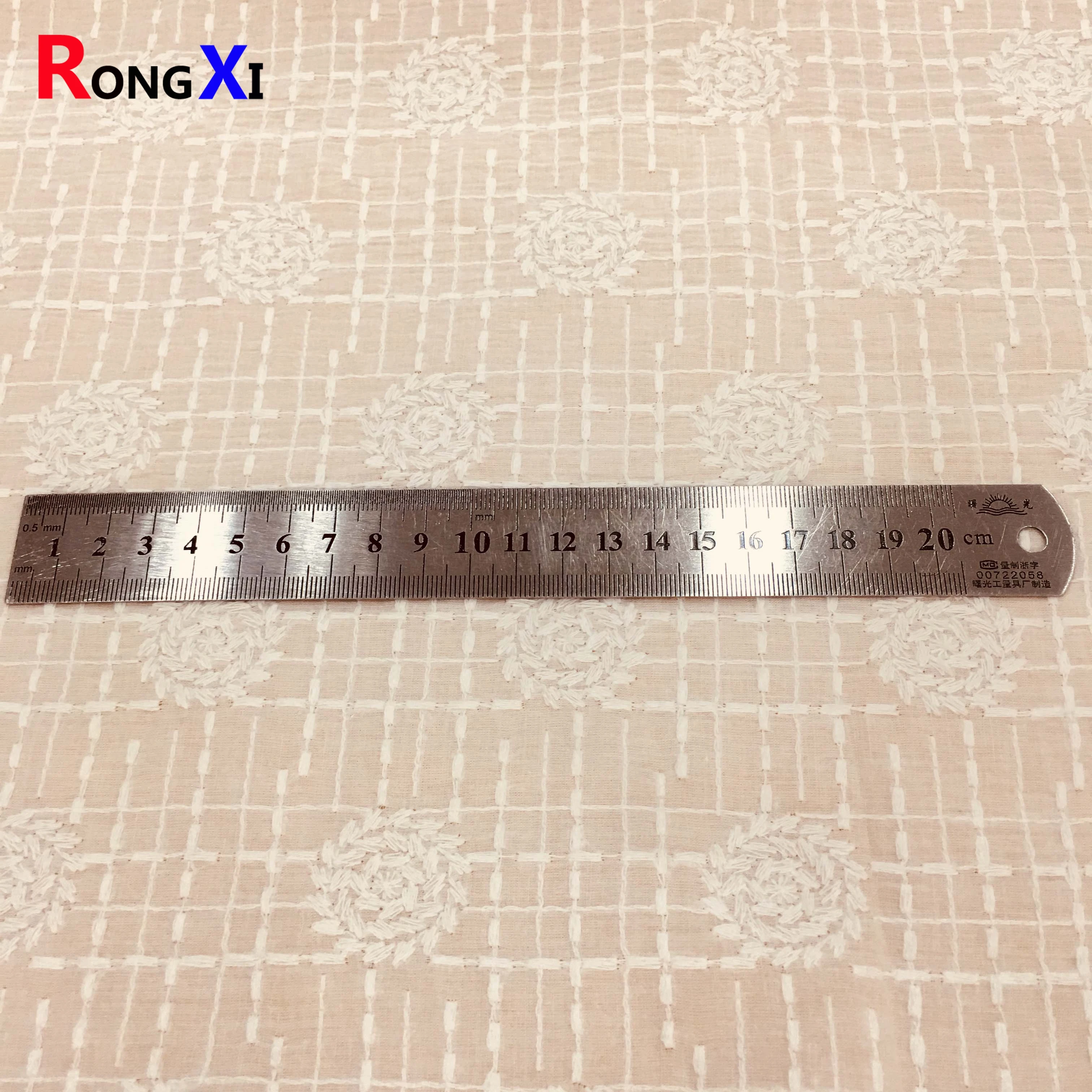 RXF2077 Jacquard Fabric White Swiss Voile Cotton Fabric Embroidery on Fabric