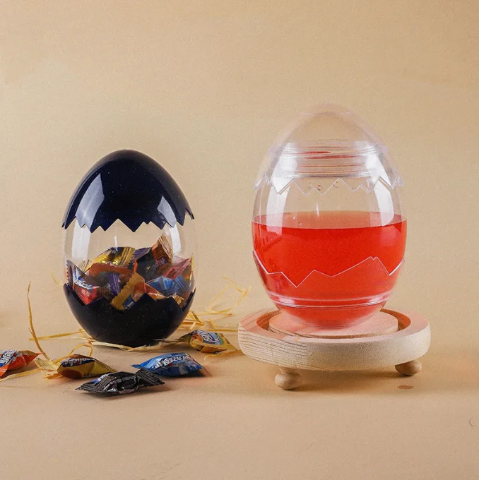 500ml  16 oz empty  Egg shell shape PET Plastic Candy Sweets Jars for Food and Snacks storage