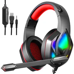 H100 head-mounted gaming headset dual noise reduction microphone with RGB lighting Compatible with computer xbox one ps4