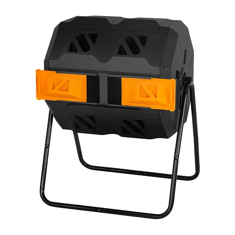 43 Gallon Outdoor Tumbling Compost Bin Compost Tumbler Bucket Trash Can Chamber Sliding Doors Composting Bins
