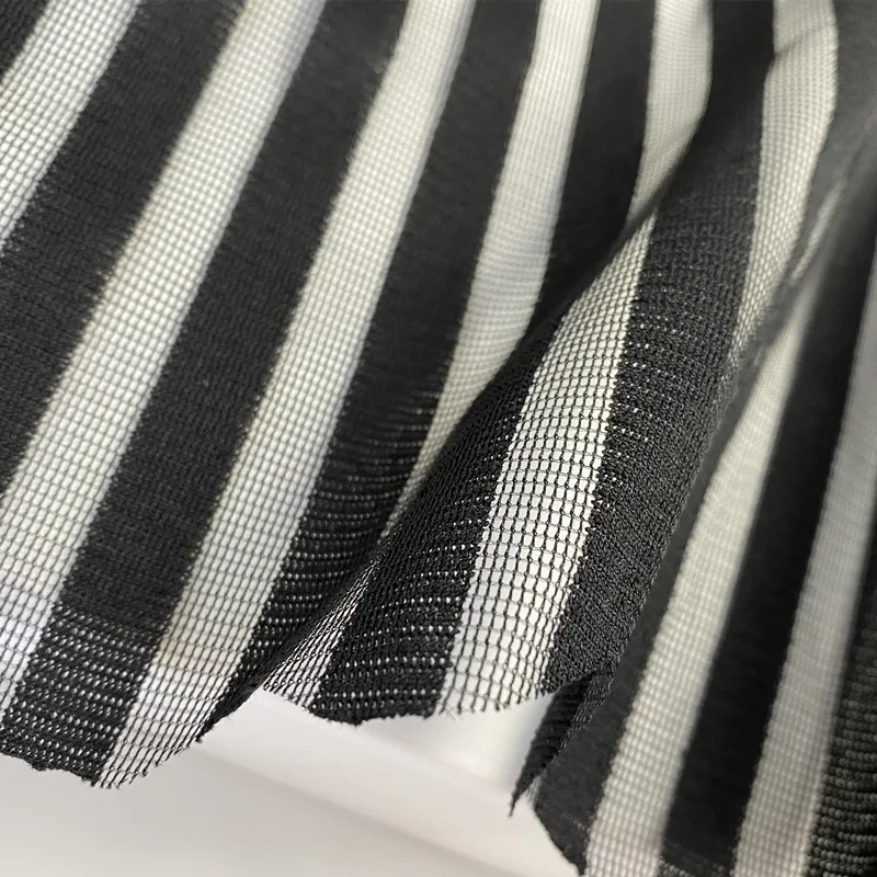 RTS Breathable 100% Polyester 1cm Stripe Mesh Fabric