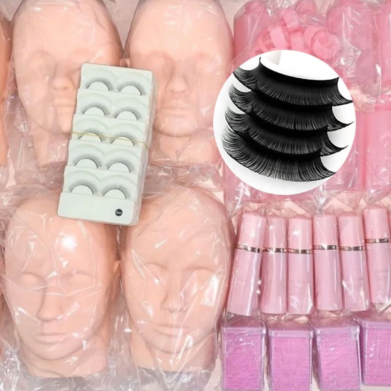 Wholesale private labels individual eyelash volume extension custom matte black eyelash extension kits supplies