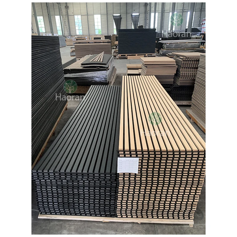 Modern Style Wood Slats Soundproof Interior Sound Absorption  Acustic Panel For Home Office Apartment