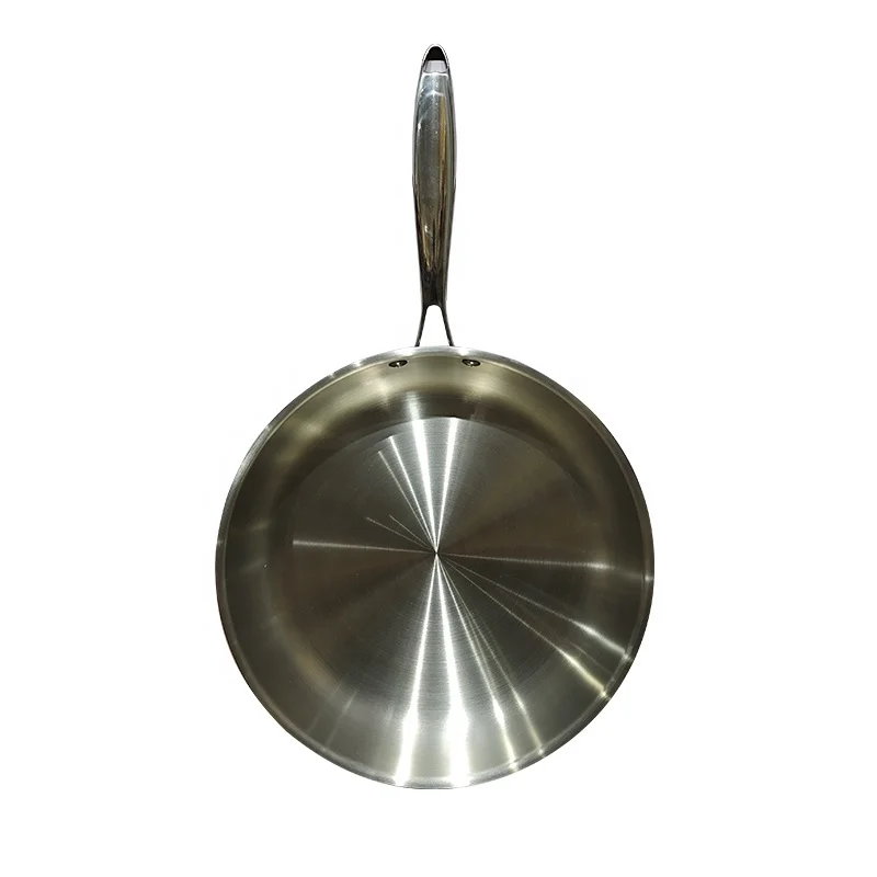 New Creative Custom Logo Frying Pan Set Non-stick Stainless Steel 304 Composite Bottom Fry Pan Set Without Oil