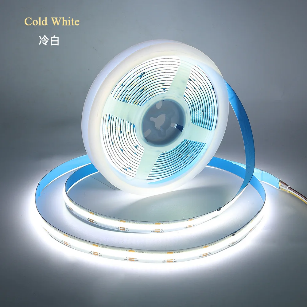 CE rohs 5 year warranty 3000k 4000k 6500k warm white cold white 24v 12v Flexible cob led strip light
