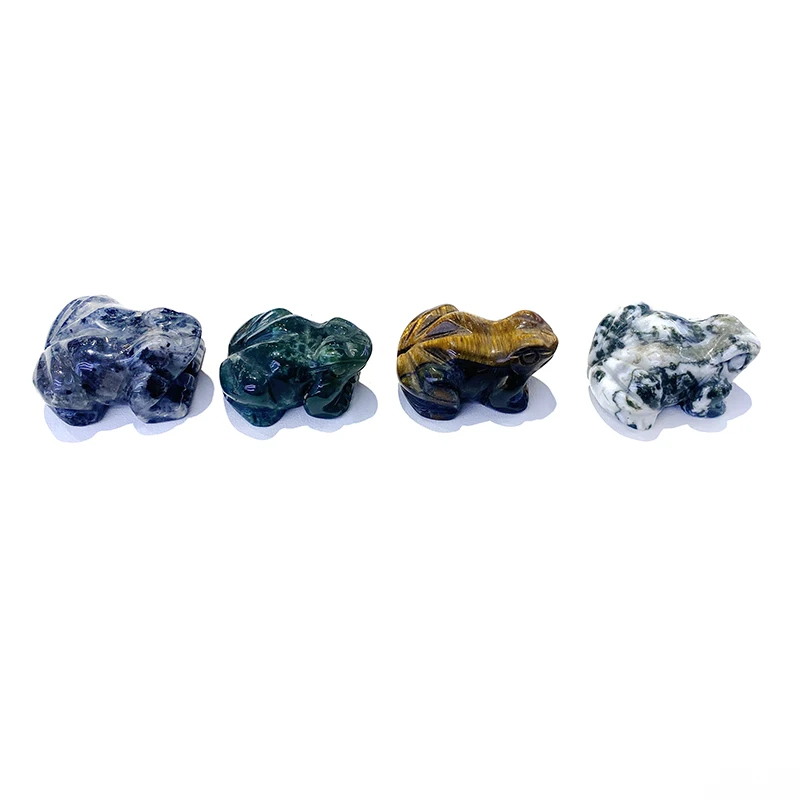 Wholesale Natural crystal animal Frog Decoration Quartz jade Stone agate Frog Carved For Christmas Gifts