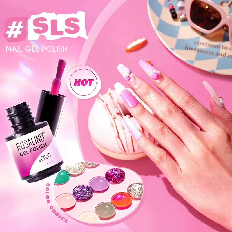 ROSALIND nail supplier best sale vegan/glitter colorful gel varnish lacquer custom logo vernis permanent uv led nail gel polish