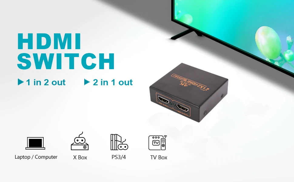 High speed 4k HDMI Splitter 2.0 1x2 with 1 input 2 outputs