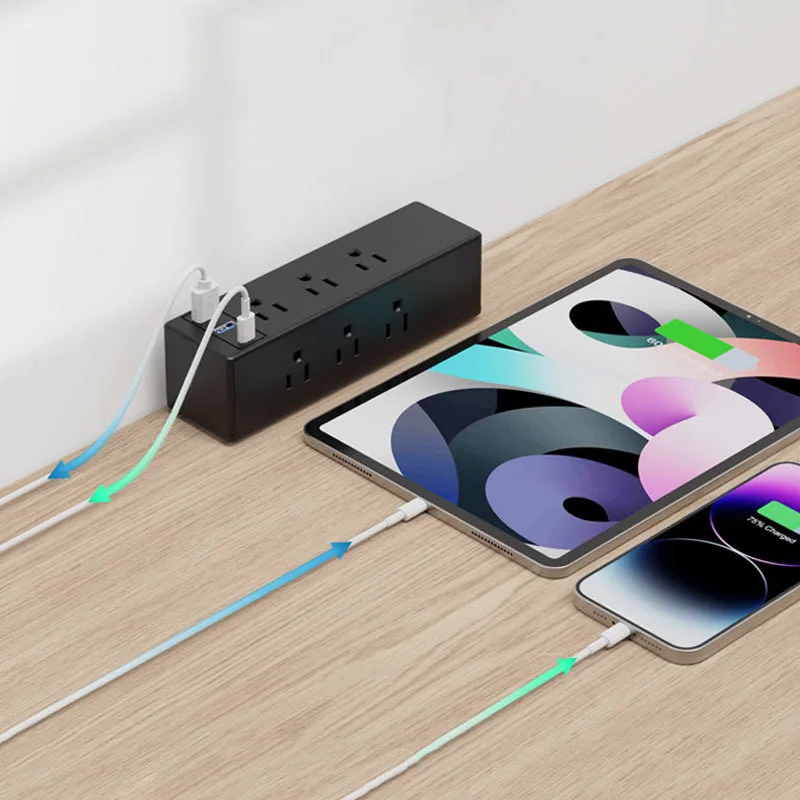 Table Clamp Power Strip USB type C Metal Desktop Mount Outlet Surge Protector Standing Desk Clamp Power Station with cable plug