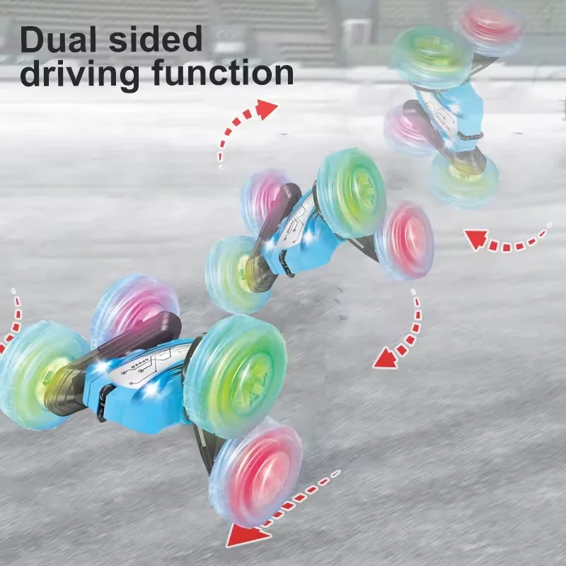 360 Rotation RC Stunt Car with LED Lights 2.4G Remote Control Off Road Toy Vehicle for Sand Grass and Indoor Play Durable Build