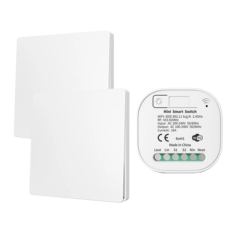 QX-305 Self-powered Remote Wireless Switch Google Home Intelligent Light Switch Dual Control Tuya Wifi Smart Wall Switch