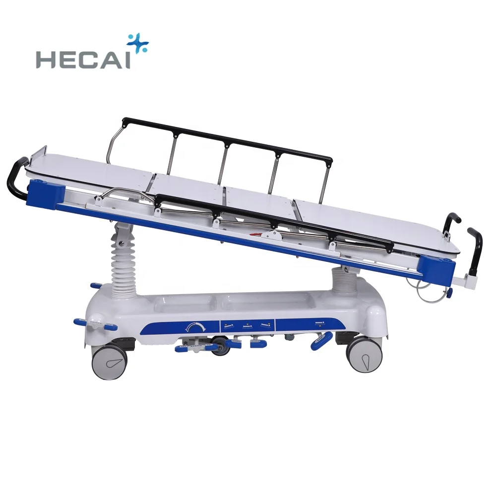 Hospital Medical Equipment 6 Function Hydraulic Stretcher Trolley Ambulance Bed Transport Cart  Stretcher Trolley For Patient