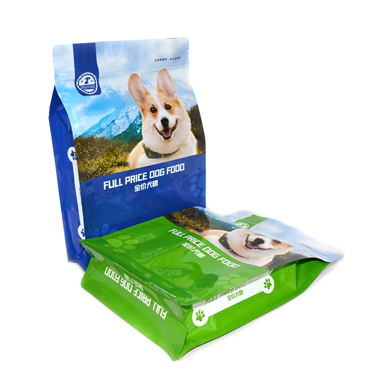 Packaging Printing Custom Flat Bottom Pouch Dry Pet Food Packaging Stand Up Plastic Bags For Dog Food