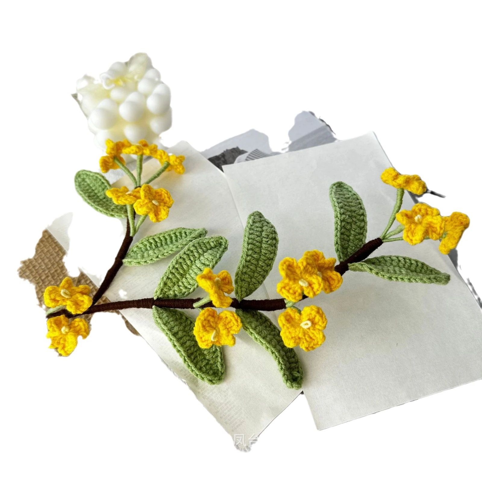 Wholesale New Crochet Woven Flowers Handmade Osmanthus Stem For Bouquet Wedding Home Party Decoration Flower Arrangement Gifts