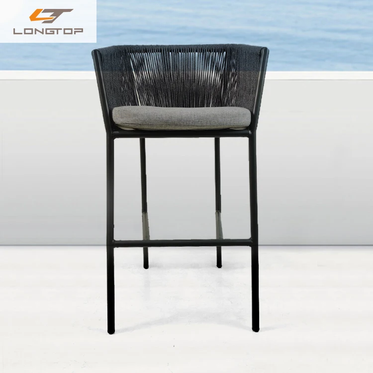 Factory wholesale commercial modern rope woven restaurant metal high bar chairs